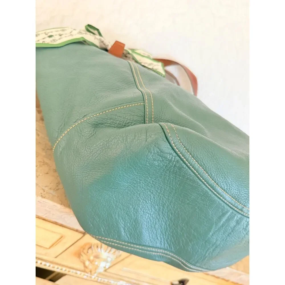 XL Dooney and Bourke Valerie green pebble tote shoulder bag